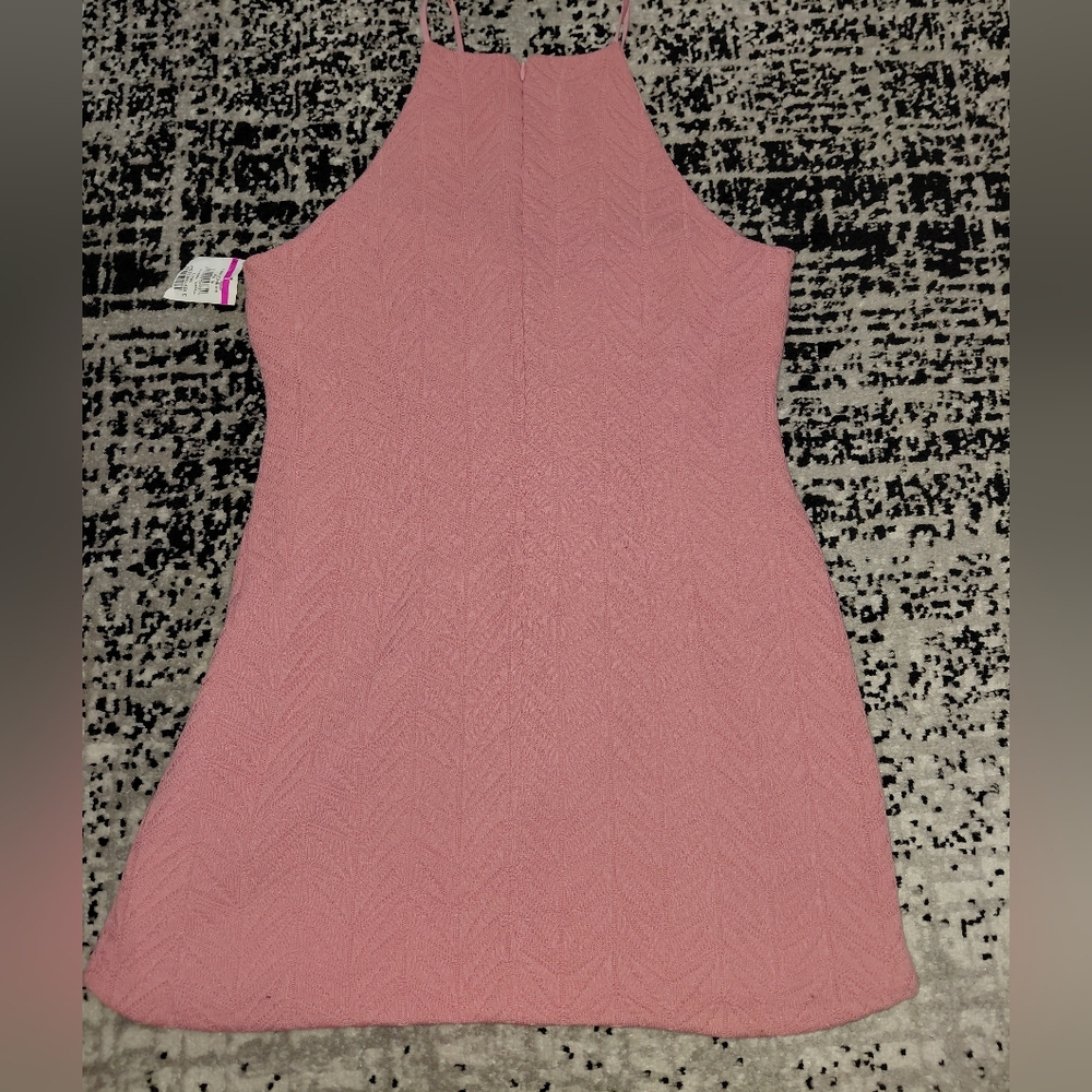 NWT LIKELY 14P Mauve Floral Argyle Crochet Halter Mini Dress | Cottagecore - Picture 11 of 13